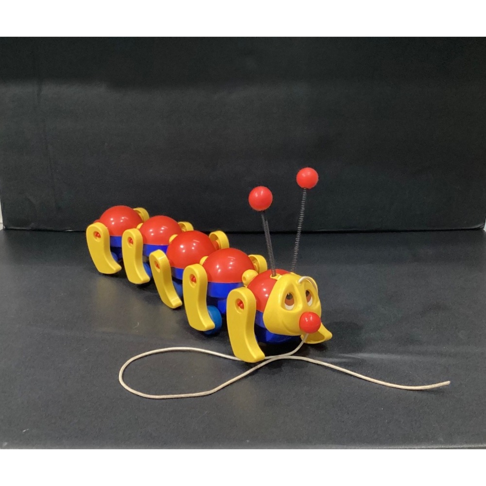 Vintage 1980's Kiddicraft 16" Caterpillar Pull Along Toy Caterpillar RARE! HTF